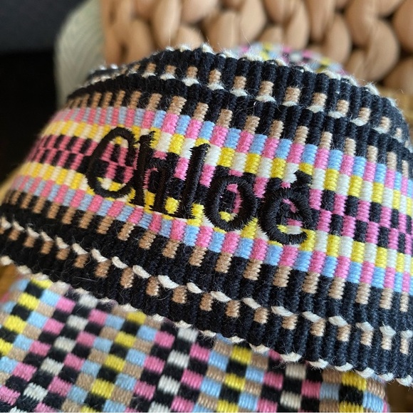 Chloe Rori Sandals Woven Cotton Colourful Slides Slip On Embroidered Rare HTF - Picture 12 of 14